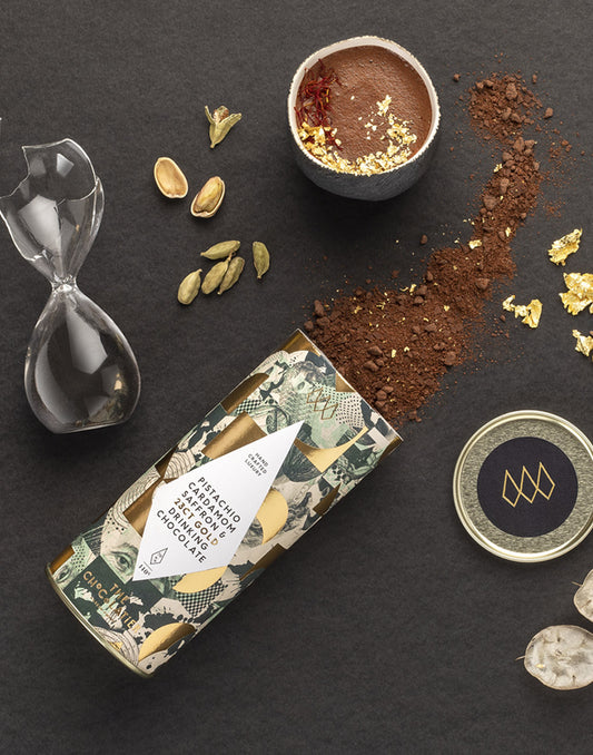 Pistachio, Cardamom, Saffron & 23ct Gold Drinking Chocolate 140g